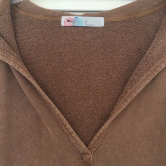 FREE PEOPLE BEACH ROMPER, XS , Hoodie Sweatshirt, Distressed Brown - Picture 4 of 4